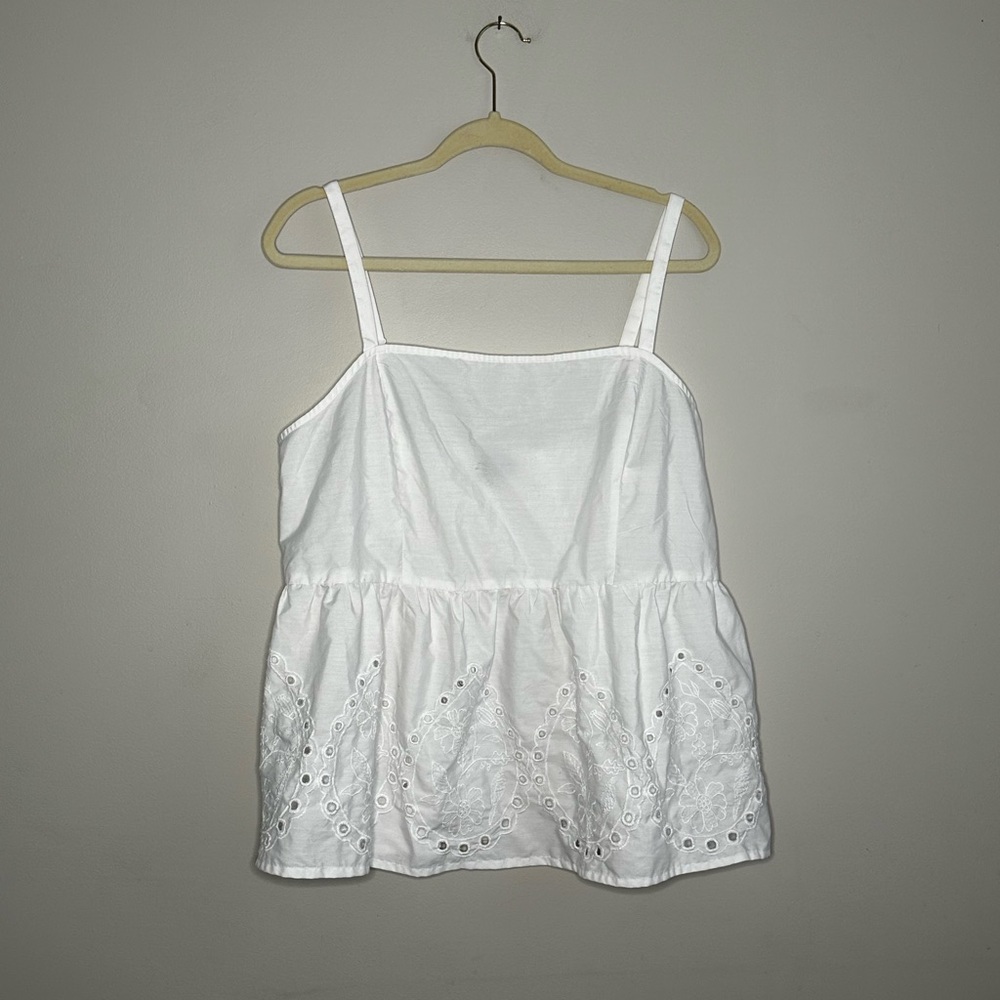 Primark White Peplum Lace Tank Top Size 14